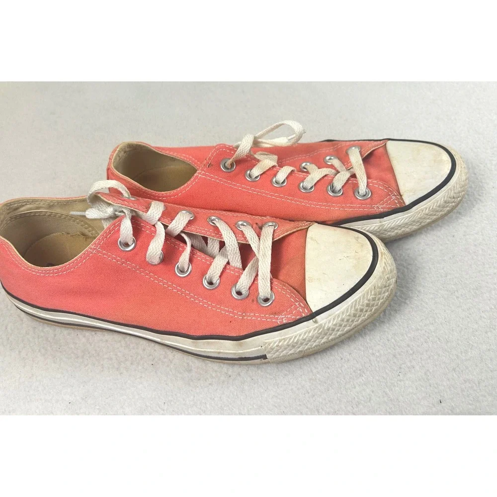 Converse All Star Sneakers Women 8 Coral Orange Classic Low Top Shoes